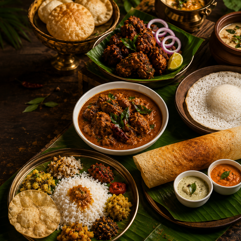 Authentic Kerala meal served at Pothichor